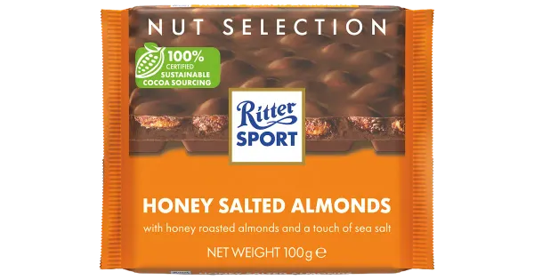 Ritter Sport piimašokolaad mandlitega, mee ja soolaga 100g