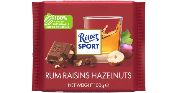 Ritter Sport rummi- rosina-pähkli piimašokolaad 100g