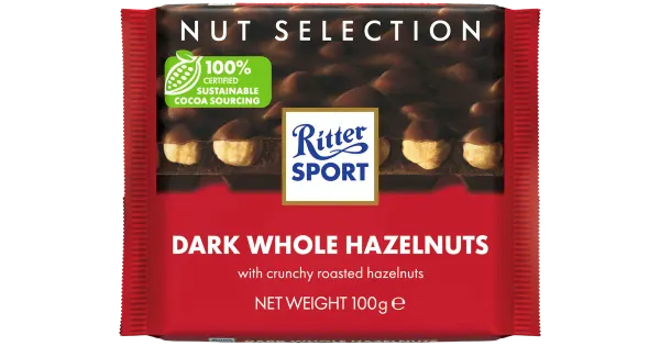 Ritter Sport tume šokolaad tervete metspähklitega 100g