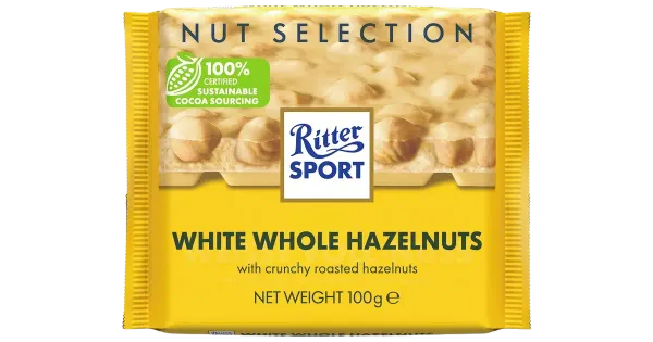 Ritter Sport valge šokolaad tervete metspähklitega 100g