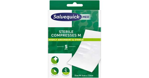 Salvequick haavakompress steriilne M 5x7,5cm 5tk