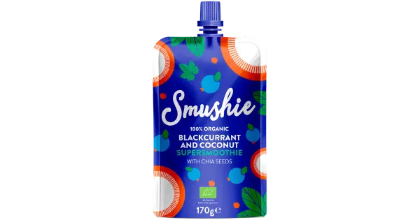 Salvest mustsõstra-kookose smuuti chia seemnetega 170 g