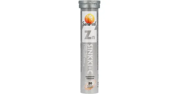 Sana-Sol apelsiinimaitselised joogitabletid tsink + C-vitamiin 1000mg 20tk