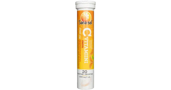 Sana-Sol suhkruvaba apelsinimaitseline kihisev C-vitamiin 20 tk 1000 mg
