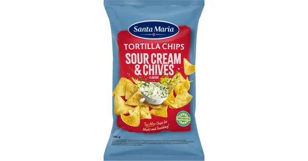 Santa Maria Tortilla Chips Sourcream&Chive, maisikrõpsud, 185g