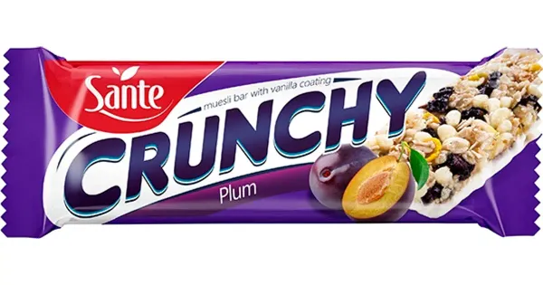 Sante CRUNCHY ploomi müslibatoon, vaniljemaitselise glasuuriga 40g