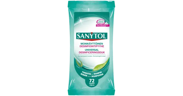 Sanytol niisutatud puhastuslapid, desinfitseerivad 72tk