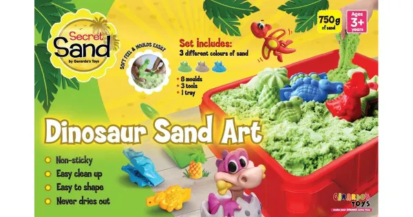 Secret Sand modelleerimisliiv Dinosauruse komplekt alusega 11 osa 750g Gerardo's Toys