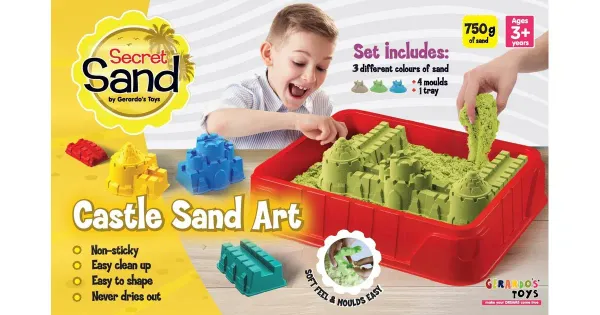 Secret Sand modelleerimisliiv Lossi komplekt alusega 5 osa 750 g Gerardo's Toys