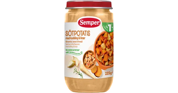 Semper bataadi-kana ja läätse püree 12k 235g