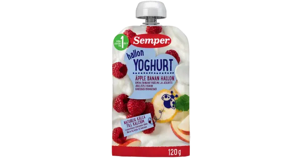 Semper jogurt õuna, banaani ja vaarikaga lastele 120 g, alates 12-elukuust