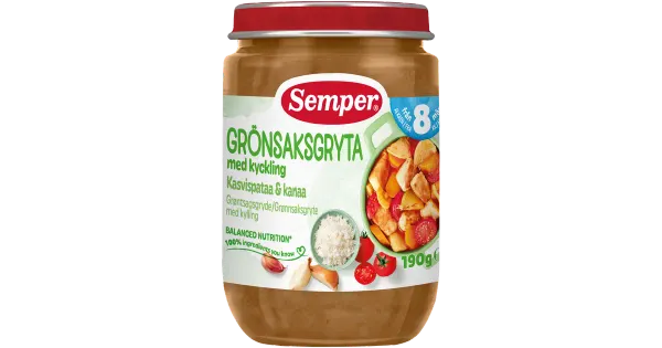 Semper juurvilja-kanapada küüslauguga 190 g, alates 8-elukuust