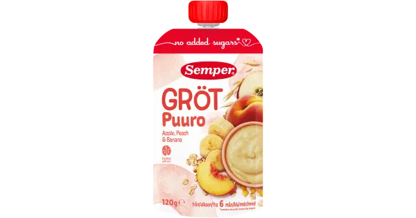 Semper õuna-virsiku puder 120 g, alates 6-elukuust