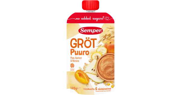 Semper pirni-aprikoosi puder 120 g, alates 6-elukuust