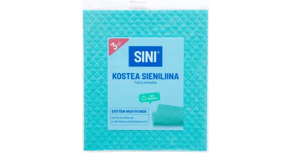 Sini niiske käsnlapp 18x20cm 3tk
