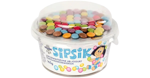 SIPSIKU jäätisemaitseline AB-jogurt šokolaadikommidega 165g