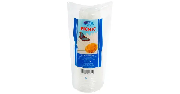 Smile joogitopsid Picnic läbipaistvad 200ml 25tk