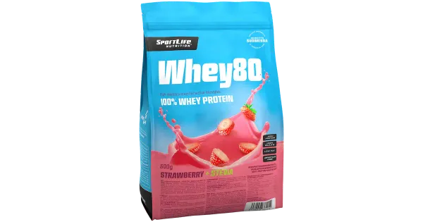 Sportlife vadakuvalk Whey80 maasika, steviaga, 600 g