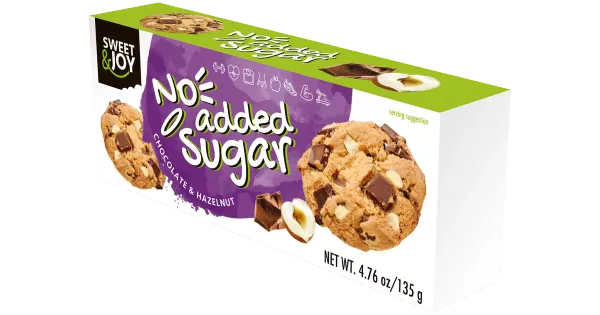 Sweet & Joy küpsised šokolaadi ja sarapuupähklitega 135g, ilma lisatud suhkruta