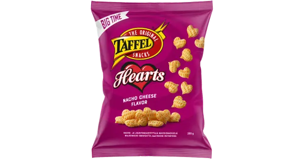 Taffel Hearts maisisnäkid nacho-juustumaitselised 200g