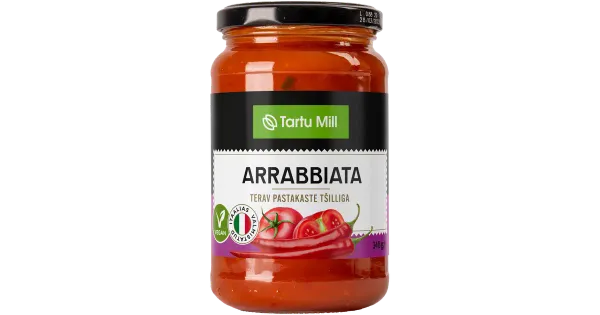 Tartu Mill arrabbiata pastakaste 340 g, vegan, gluteenivaba, laktoosivaba