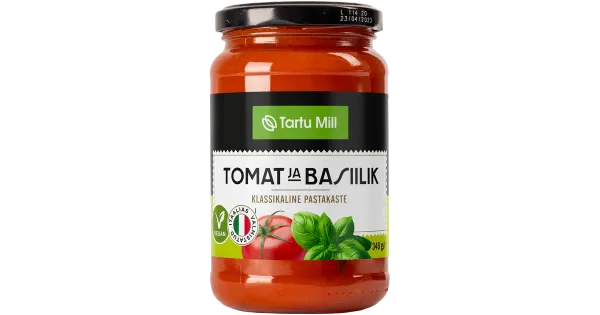 Tartu Mill tomato & basil pastakaste 340g, vegan, gluteenivaba, laktoosivaba