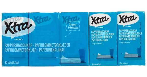 Taskurätikud Xtra 10x10tk 3-kihiline