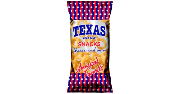 TEXAS juustu- ja sibulamaitselised maisirõngas 50g