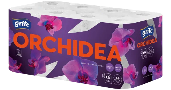 Tualettpaber Grite Orchidea White 3-kihiline 16tk