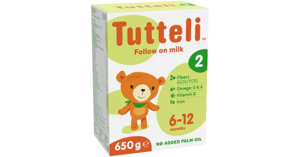 Tutteli 2 piimal põhinev imiku jätkupiimasegu alates 6 kuust, 650g