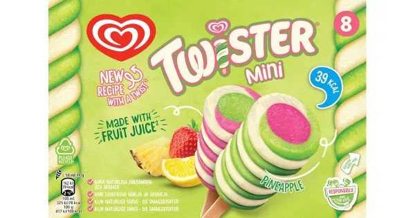 Twister Mini jäätis laktoosivaba 400 ml 8 tk