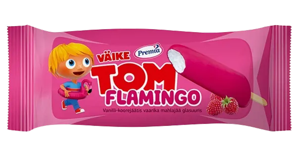 Väike Tom Flamingo Vanilli-Koorejäätis Vaarikajääga 60g/74 ml