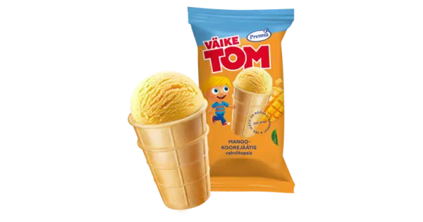 Väike Tom Mango-Koorejäätis Vahvlitopsis 65 g/120 ml