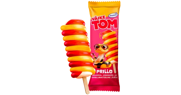 Väike Tom Prillo Maasika-Ananassi-vanilli maitseline jäätis 75g/80 ml
