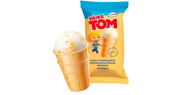 Väike Tom Vanilli-Koorejäätis limonaaditäidisega vahvlitopsis 70g/120 ml