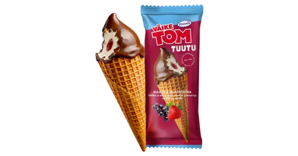 Väike Tom Vanilli-Koorejäätis Maasika-Mustsõstra šokolaadi glasuuris 75 g/110 ml