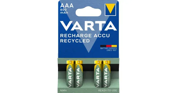 Varta aku AAA 800 4 tk, taaskasutatavast materjalist