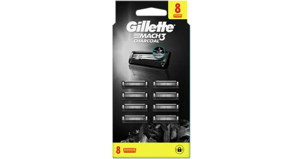 Varuterad Gillette Mach 3-tera Charcoal 8tk