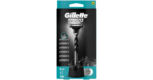 Varuterad Gillette Mach3 Charcoal 3-teraline 6tk+käepide