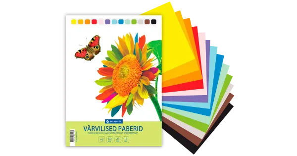Värvilise paberi komplekt (80gr, 23 lehte, 13 värvi, must, pruun)