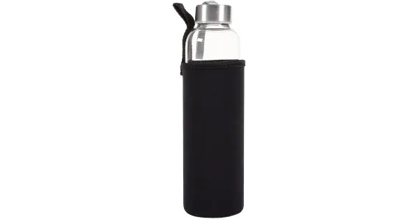 Veepudel 500 ml tekstiiliga, must klaas