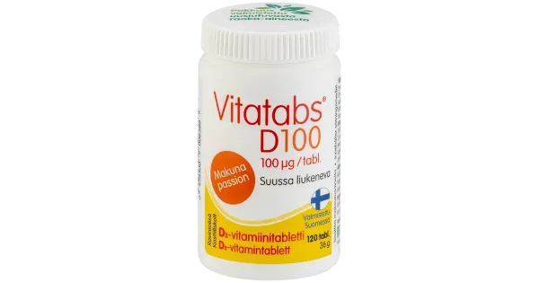 Vitatabs D3-vitamiini tabletid passioonvilja 100 µG 120tk 36g