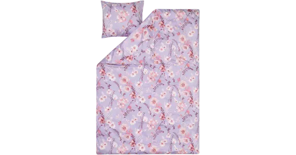 Voodipesukomplekt satiin 150x210/50x60 Lilled