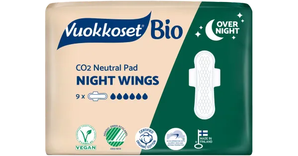 Vuokkoset Bio 100 slim night hügieeniside 9 tk
