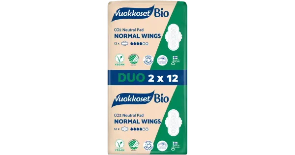 Vuokkoset bio normal hügieeniside 2x12tk