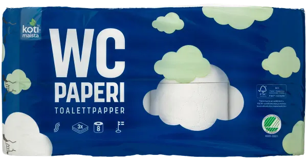 WC-paper Kotimaista 3-kihiline 8 rulli