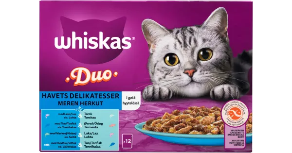 Whiskas 1+ Duo Ocean Delight kassitoiduvalik tarretises 12x85g