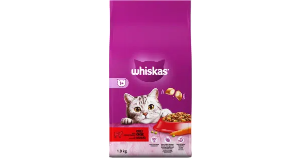 Whiskas 1+ kuiv kassitoit veiselihaga 1,9kg