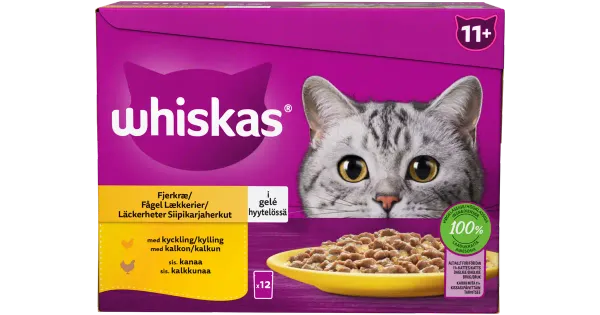 Whiskas 11+ kassitoiduvalik linnulihaga tarretises 12x85g