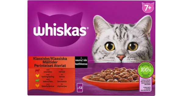 Whiskas 7+ Traditional kassitoiduvalik kastmes 12x85g